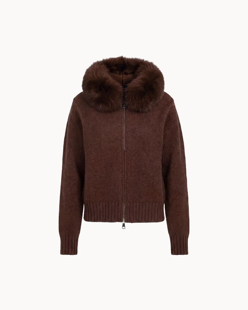 Veste à Col Fourrure — Marron