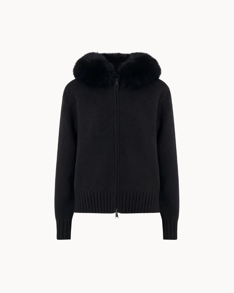 Veste à Col Fourrure — Noir