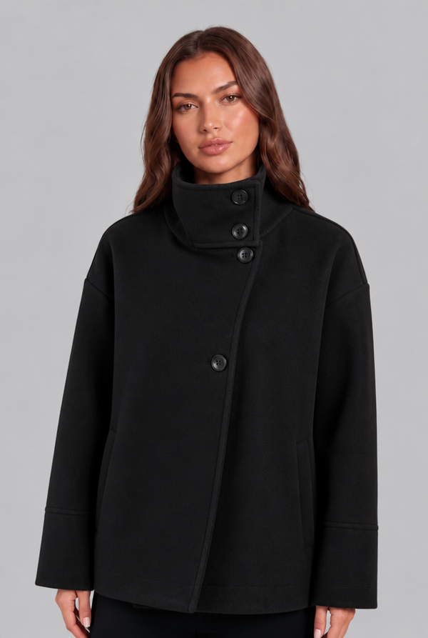 Veste Courte en Laine Col Cheminée