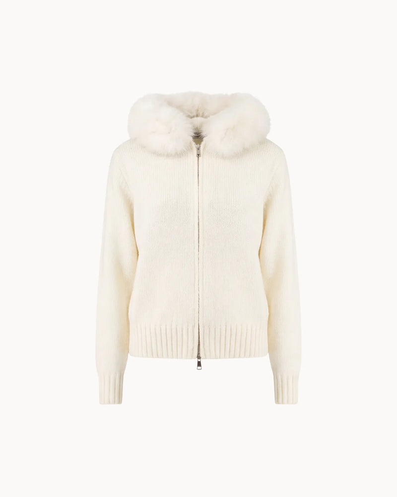 Veste à Col Fourrure — Blanc