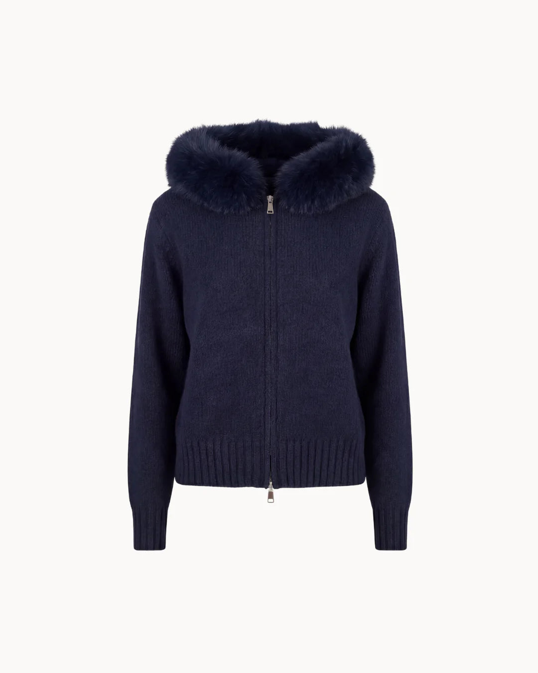 Veste à Col Fourrure — Marine