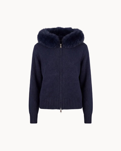 Veste à Col Fourrure — Marine