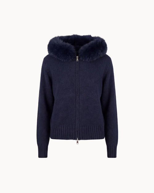 Veste à Col Fourrure — Marine
