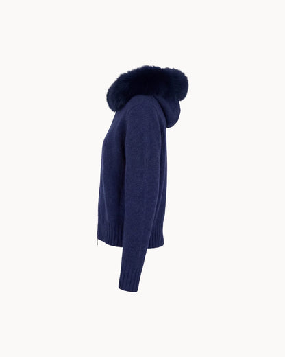 Veste à Col Fourrure — Marine