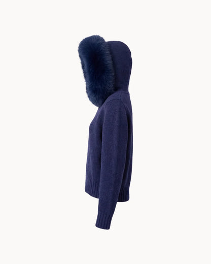 Veste à Col Fourrure — Marine