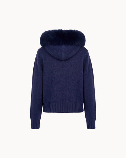 Veste à Col Fourrure — Marine