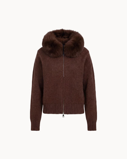 Veste à Col Fourrure — Marron