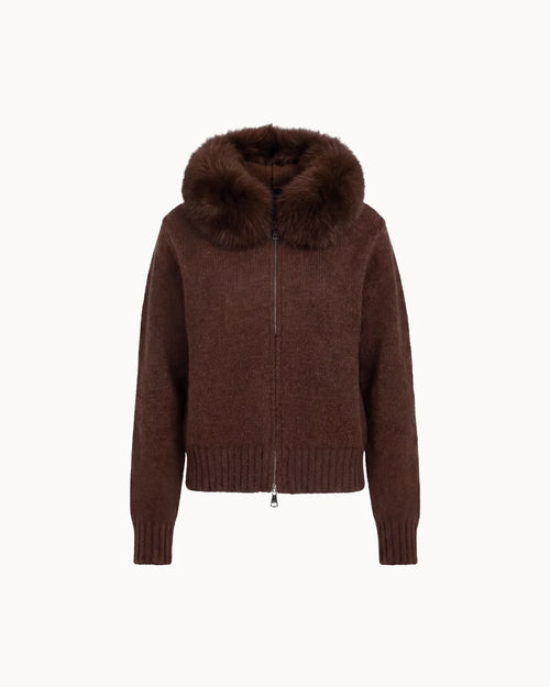 Veste à Col Fourrure — Marron