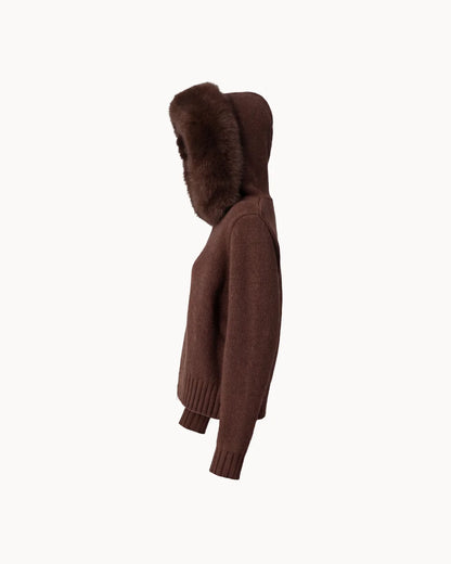 Veste à Col Fourrure — Marron