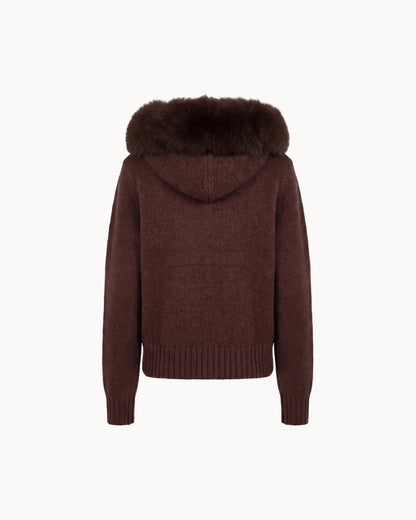 Veste à Col Fourrure — Marron