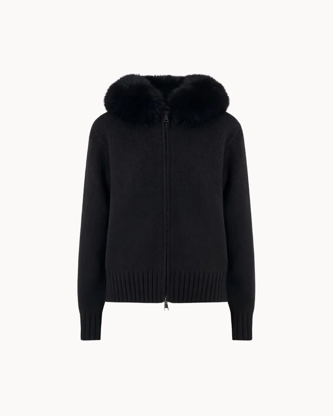 Veste à Col Fourrure — Noir