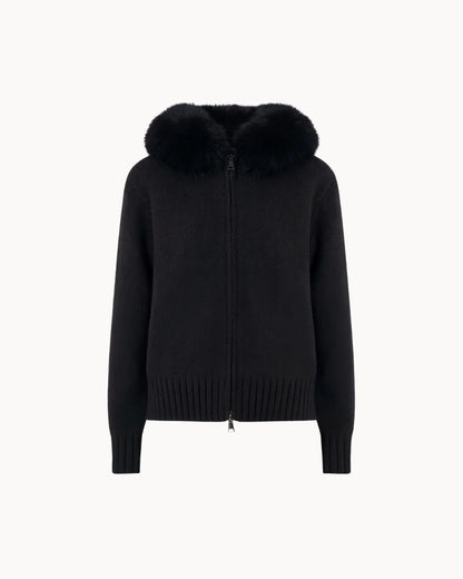 Veste à Col Fourrure — Noir