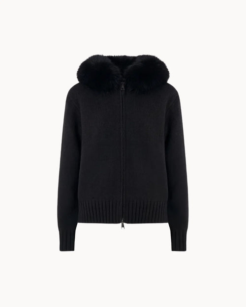 Veste à Col Fourrure — Noir