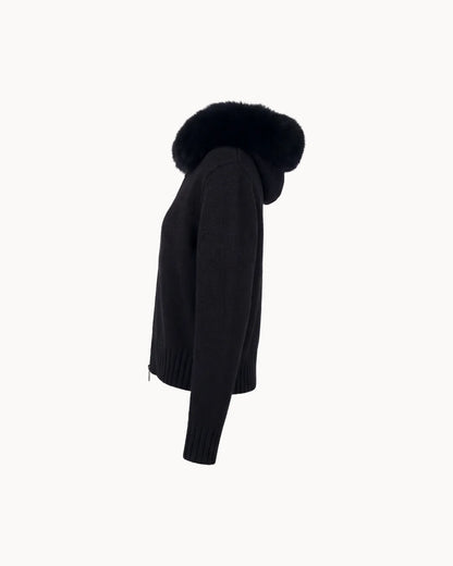 Veste à Col Fourrure — Noir