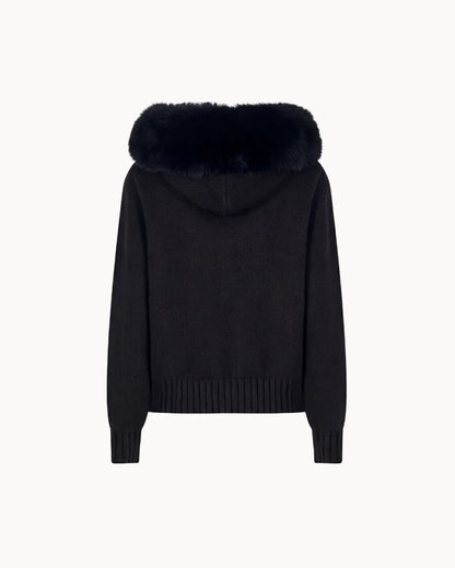 Veste à Col Fourrure — Noir
