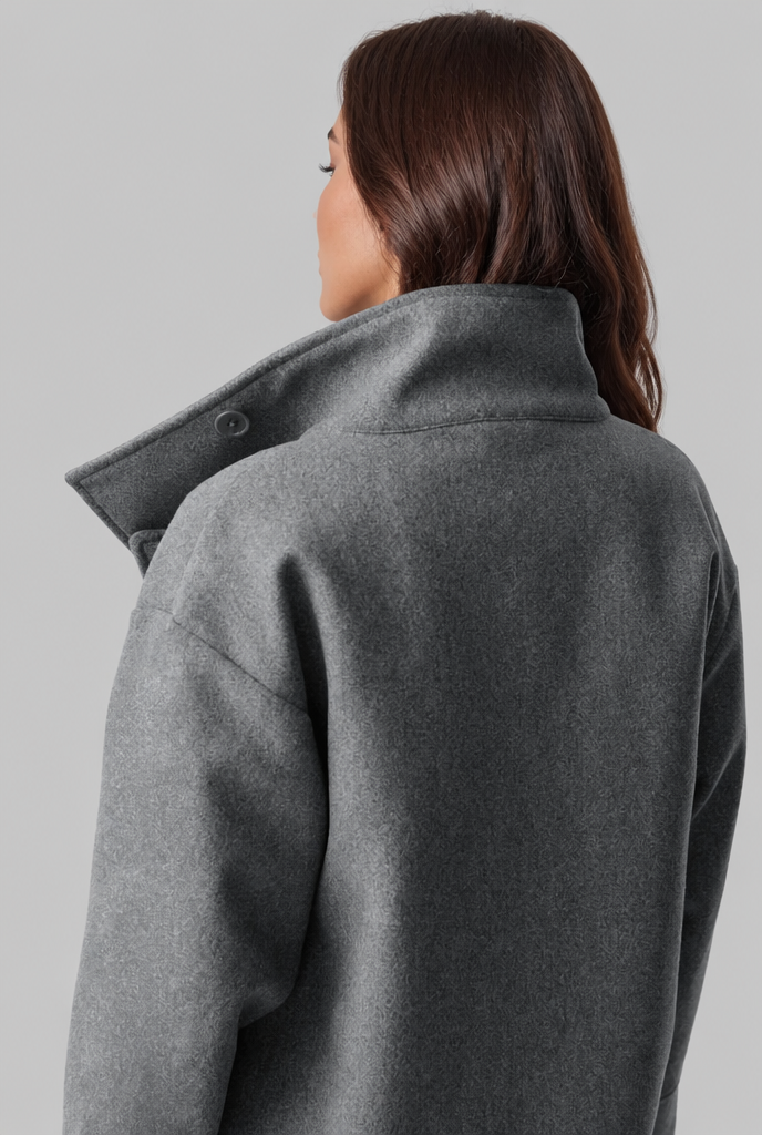 Veste Courte en Laine Col Cheminée