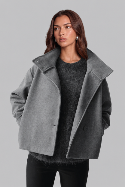 Veste Courte en Laine Col Cheminée