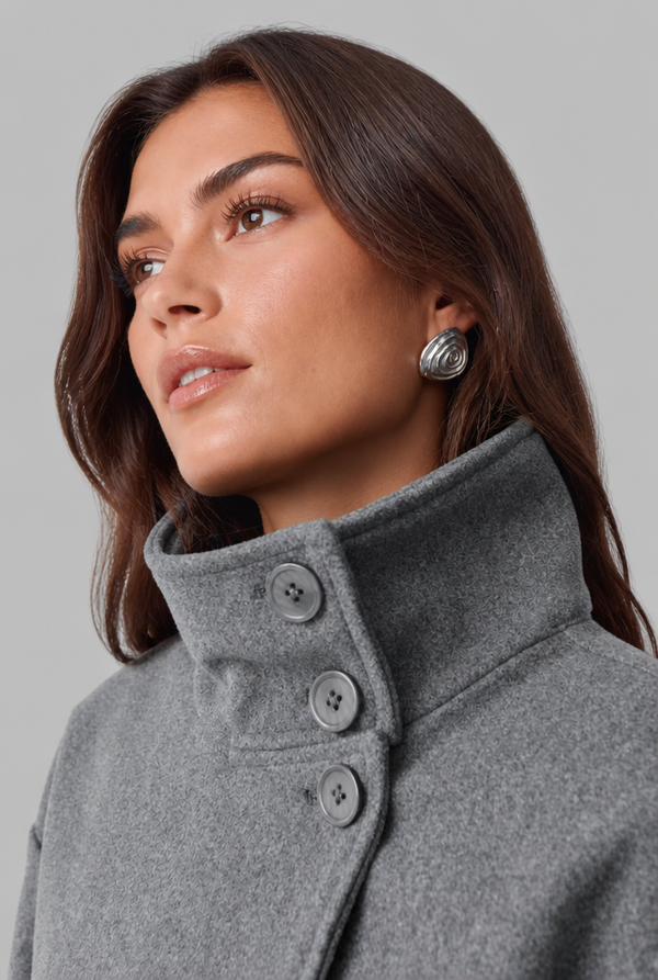Veste Courte en Laine Col Cheminée