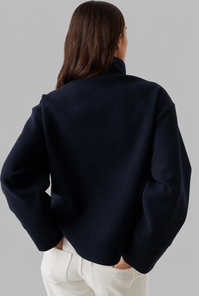 Veste Courte en Laine Col Cheminée