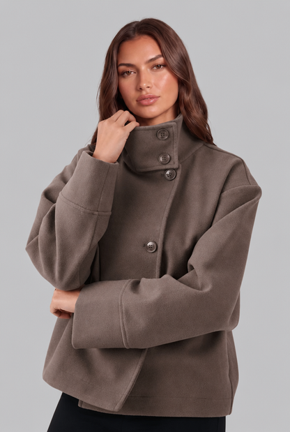 Veste Courte en Laine Col Cheminée