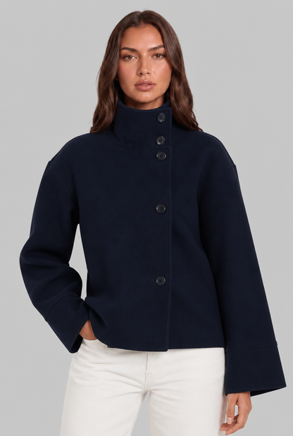 Veste Courte en Laine Col Cheminée