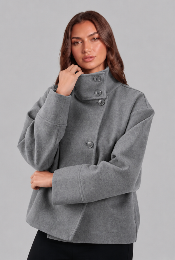 Veste Courte en Laine Col Cheminée
