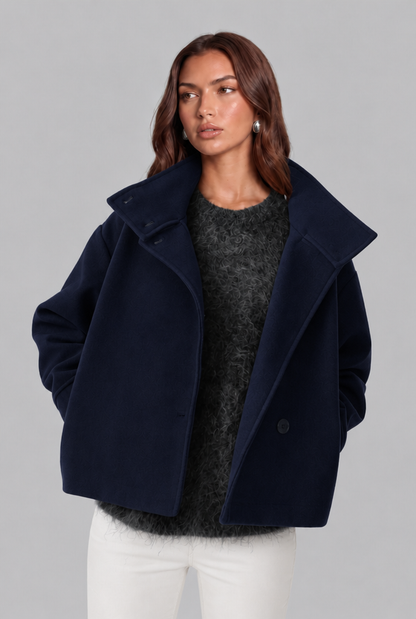 Veste Courte en Laine Col Cheminée