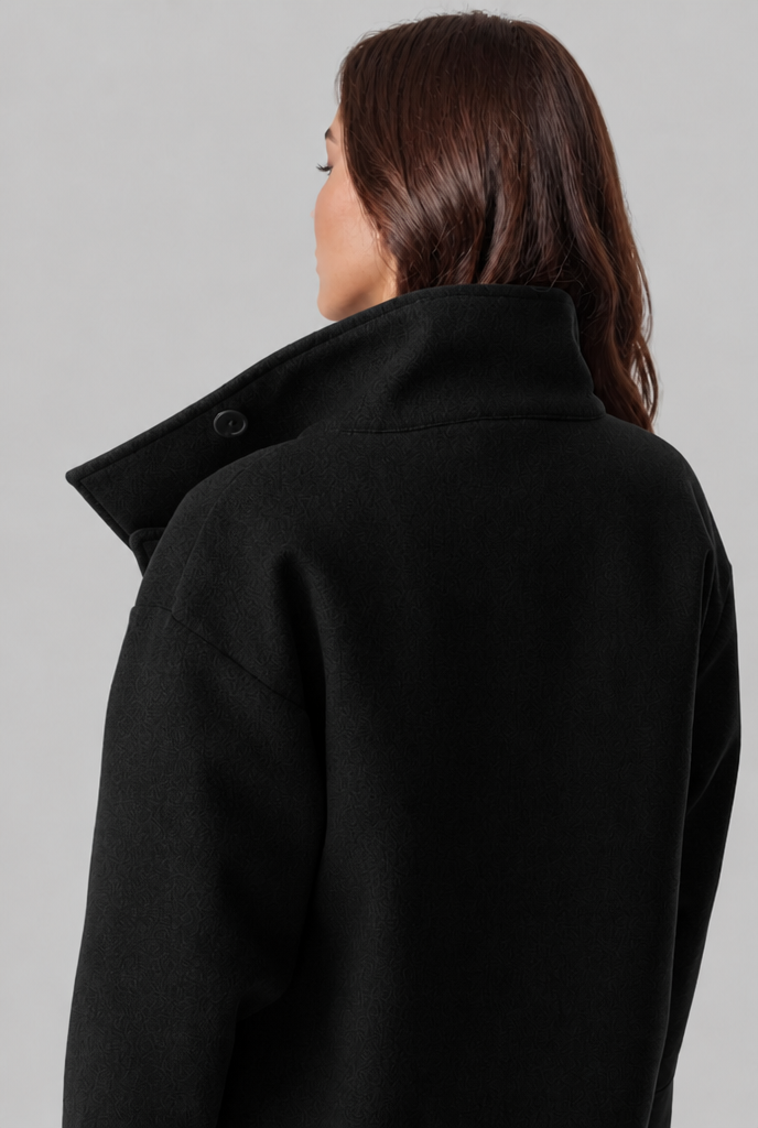 Veste Courte en Laine Col Cheminée