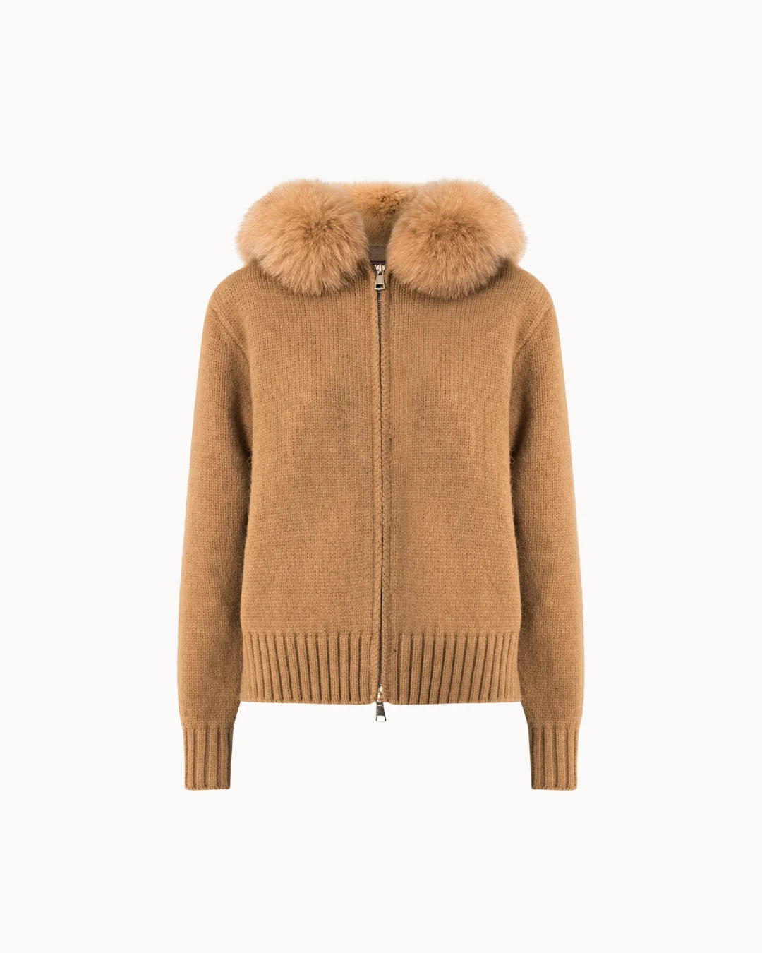 Veste à Col Fourrure — Beige