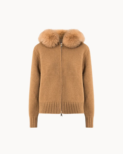 Veste à Col Fourrure — Beige