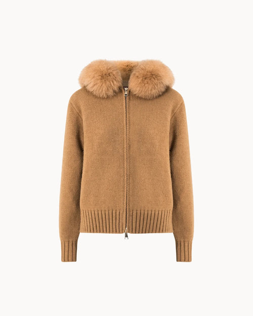 Veste à Col Fourrure — Beige