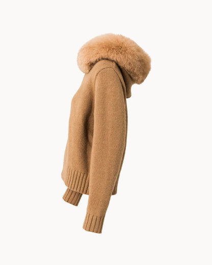 Veste à Col Fourrure — Beige