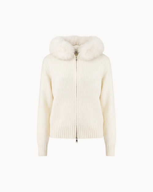 Veste à Col Fourrure — Blanc