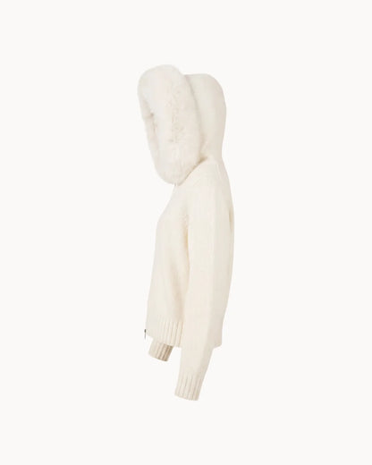 Veste à Col Fourrure — Blanc