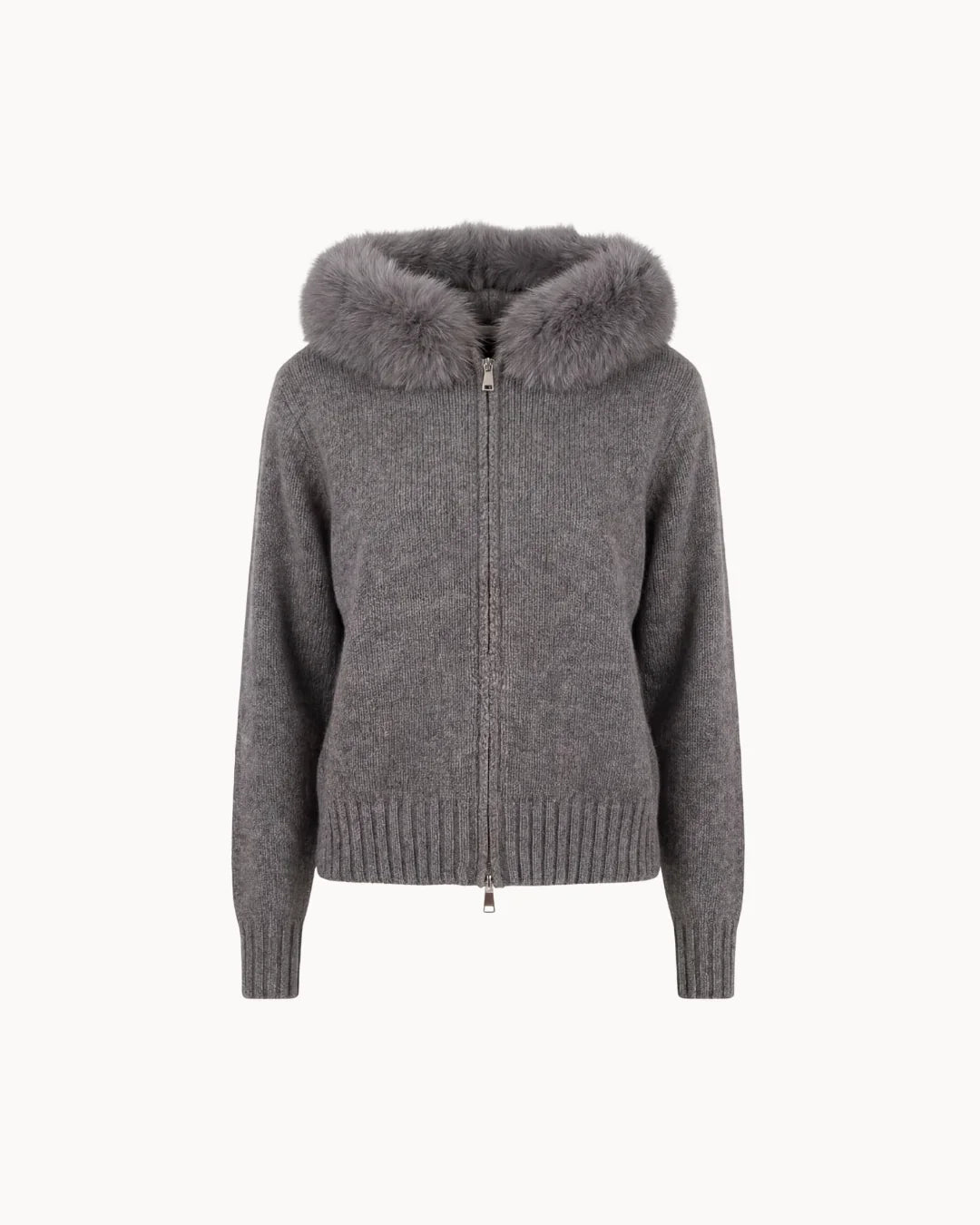 Veste à Col Fourrure — Gris