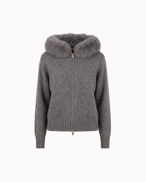 Veste à Col Fourrure — Gris