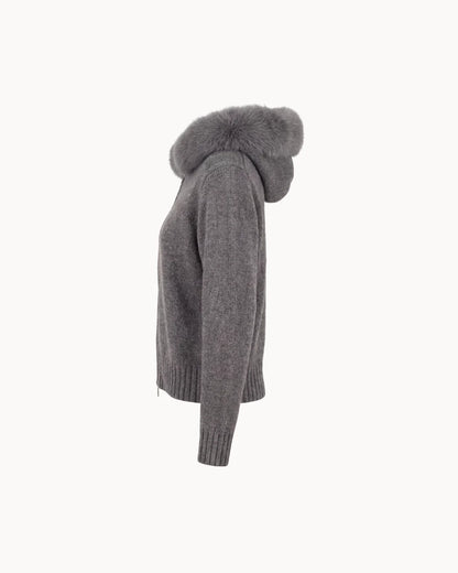 Veste à Col Fourrure — Gris