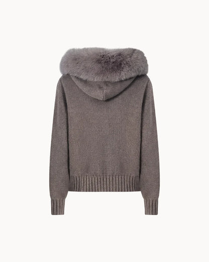Veste à Col Fourrure — Gris